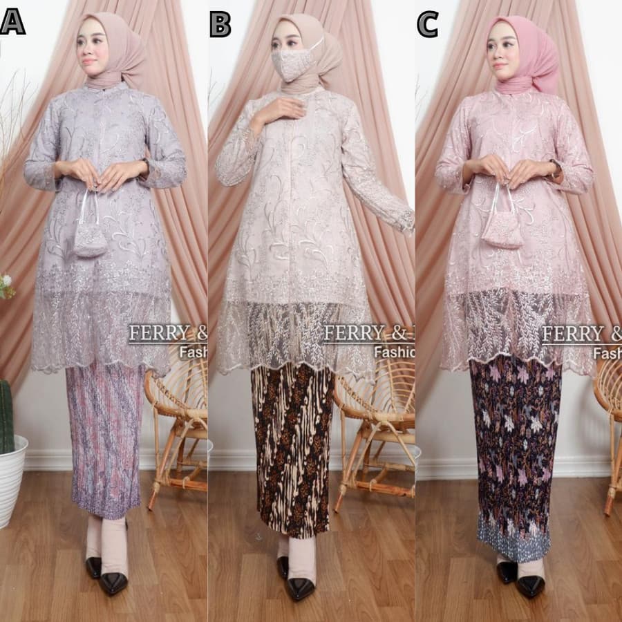 Kebaya Modern Setelan Kebaya Tunik Tulle Tiara (Busui) Aneka Warna