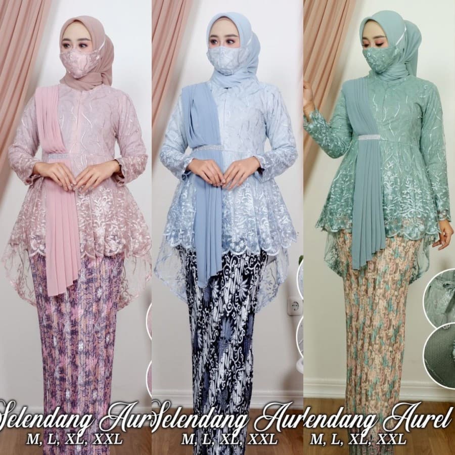 Kebaya Modern Setelan Aurora Selendang / Aurel Selendang Aneka Warna