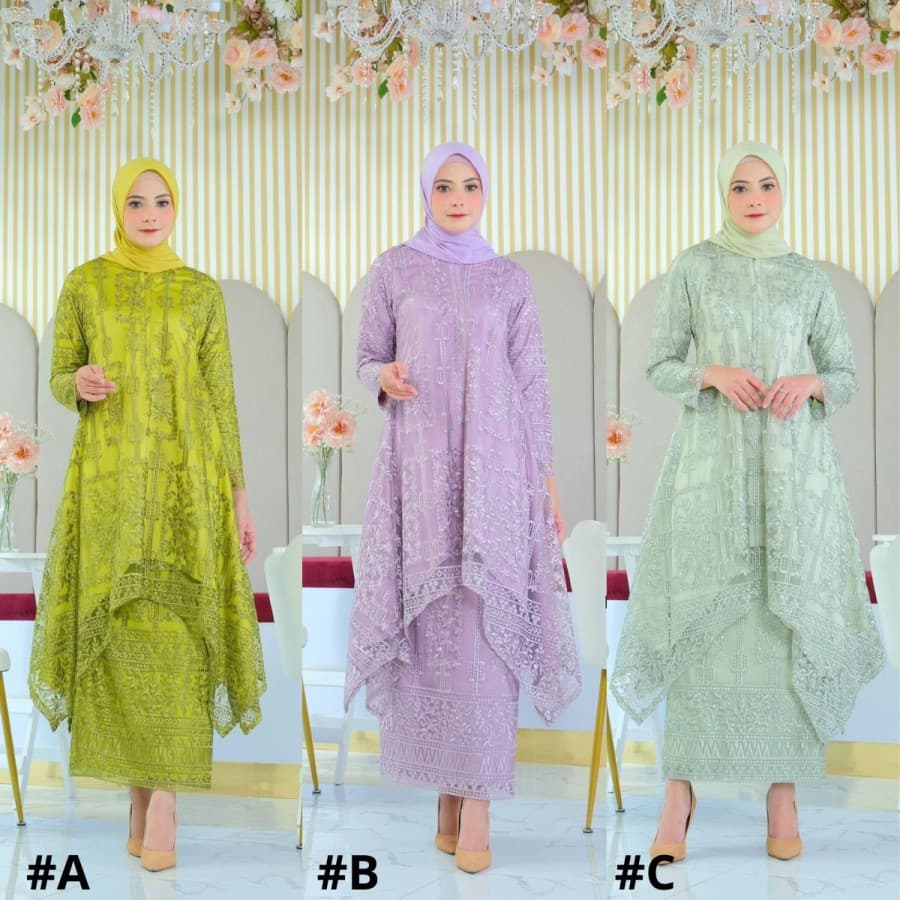 Setelan Kebaya Neira Brokat tille Wanita Dan Aneka Warna Lainnya