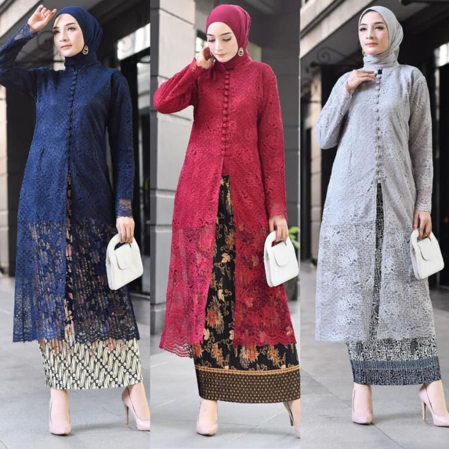 Stelan Kebaya Brukat Kancing Seribu/Kebaya Busui Friendly Beraneka Warna Lainnya