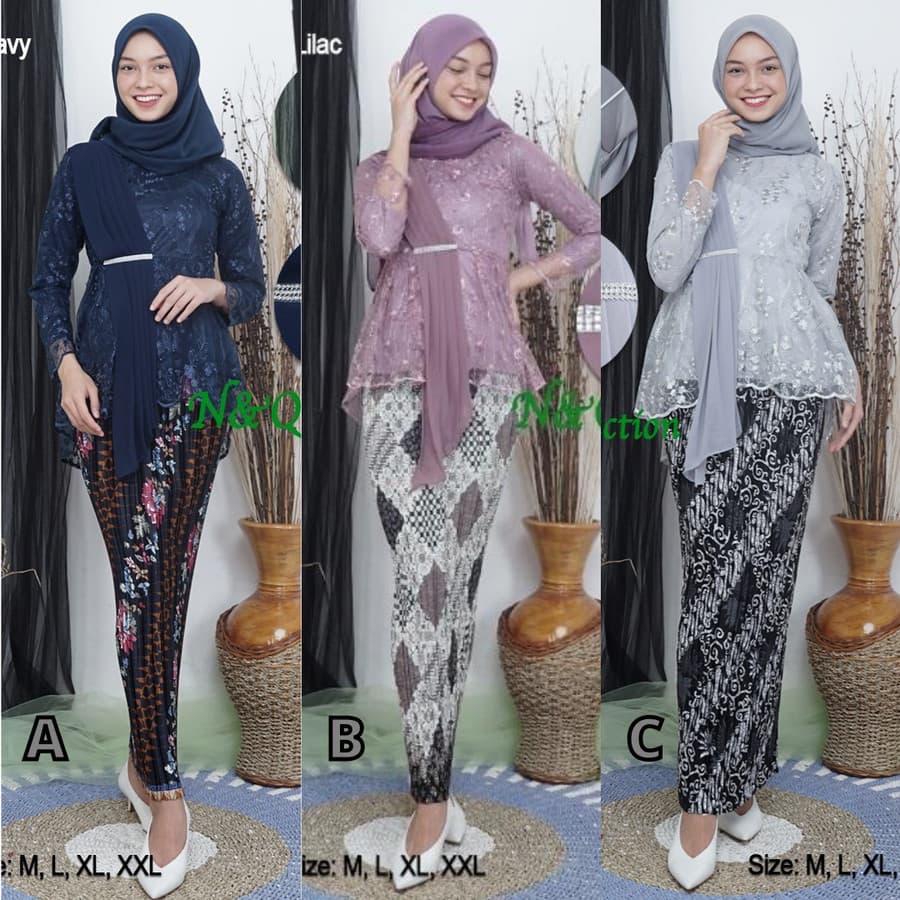 Setelan Kebaya Modern / Kebaya Wisuda Aurora Selendang Aneka Warna