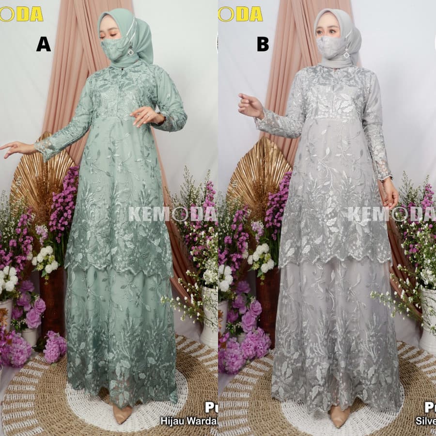 Kebaya Gamis Wanita Tulle Tingkat Aneka Warna