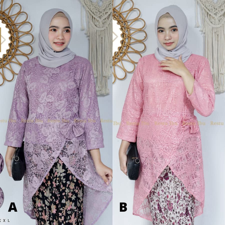 Kebaya Srikandi Brukat Setelan Dengan Rok Plisket