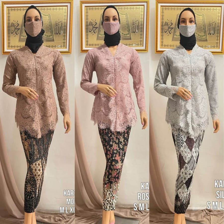 Setelan Kebaya Modern Kartini Brukat / Brokat Renda Full Furing Moca